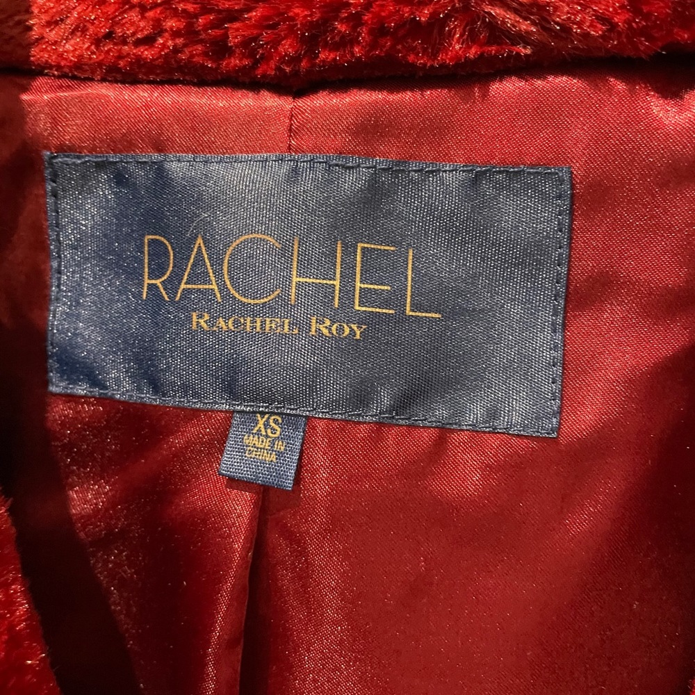 ❤️Red / Burgandy super soft faux fur coat- size XS - Picture 4 of 8